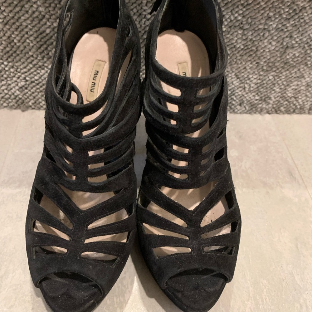 Miu Miu black suede sandals